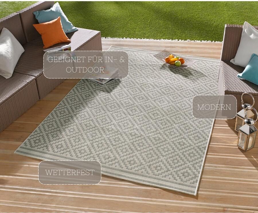 HANSE Home Vloerkleed Ruit Binnen- en buitengebruik weerbestendig balkon loper woonkamer terras ruit - Foto 6