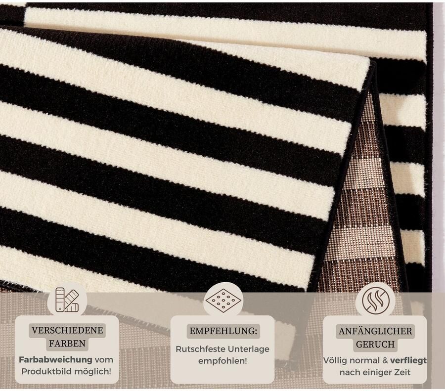 HANSE Home Vloerkleed Scherm Kortpolig loper strepen lijnen rondom geketteld robuust