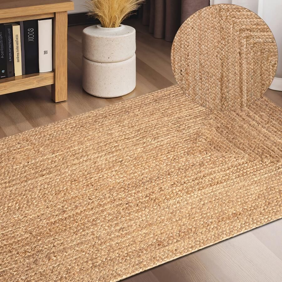 HANSE Home Vloerkleed Sharmila jute tapijt 100% jutevezel natuur woonkamer eetkamer gang boho scandi - Foto 1
