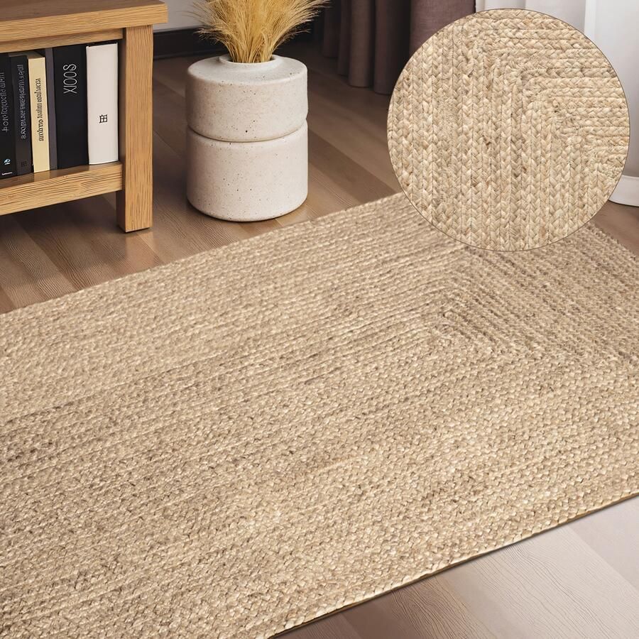 HANSE Home Vloerkleed Sharmila jute tapijt 100% jutevezel natuur woonkamer eetkamer gang boho scandi - Foto 8