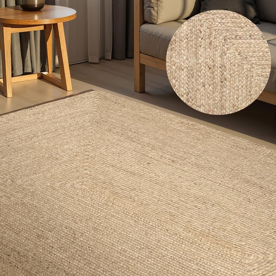 HANSE Home Vloerkleed Sharmila jute tapijt 100% jutevezel natuur woonkamer eetkamer gang boho scandi