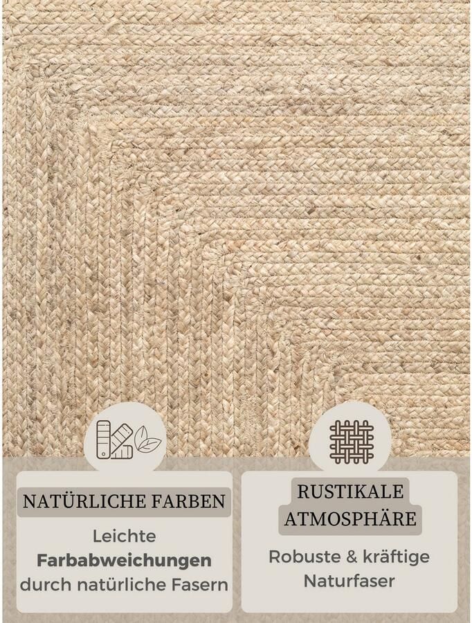 HANSE Home Vloerkleed Sharmila jute tapijt 100% jutevezel natuur woonkamer eetkamer gang boho scandi - Foto 7