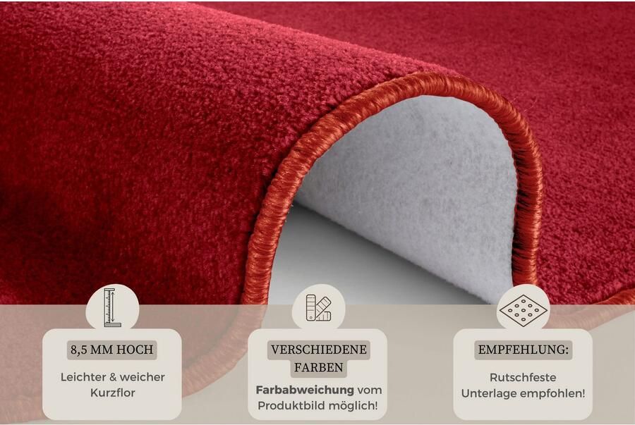 HANSE Home Vloerkleed Shashi Korte pool unikleur vloerkleed zacht eetkamer kinderkamer hal - Foto 2