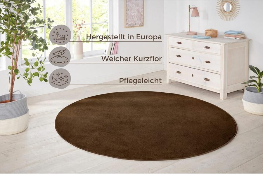 HANSE Home Vloerkleed Shashi Korte pool unikleur vloerkleed zacht eetkamer kinderkamer hal
