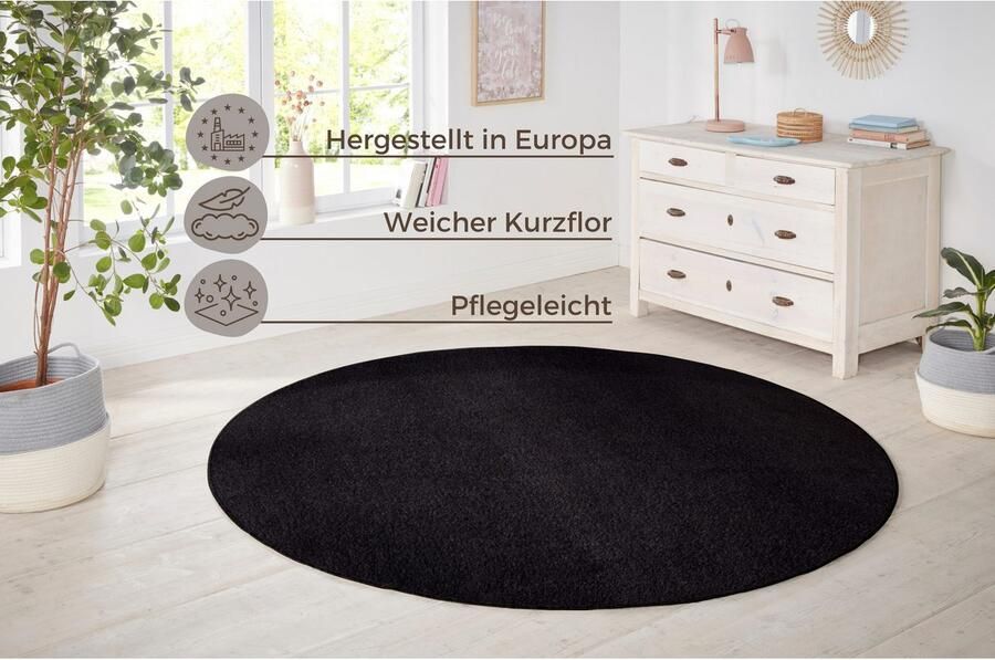 HANSE Home Vloerkleed Shashi Korte pool unikleur vloerkleed zacht eetkamer kinderkamer hal
