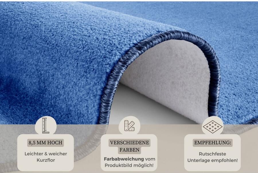 HANSE Home Vloerkleed Shashi Korte pool unikleur vloerkleed zacht eetkamer kinderkamer hal - Foto 3