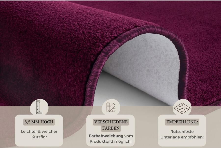 HANSE Home Vloerkleed Shashi Korte pool unikleur vloerkleed zacht eetkamer kinderkamer hal - Foto 2