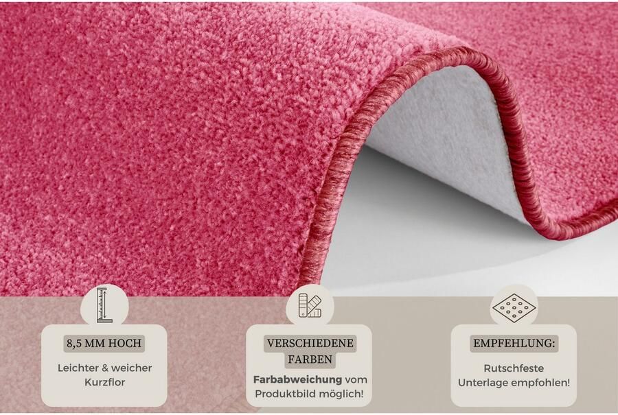 HANSE Home Vloerkleed Shashi Kortpolig effen kleuren loper zacht eetkamer kinderkamer gang - Foto 5