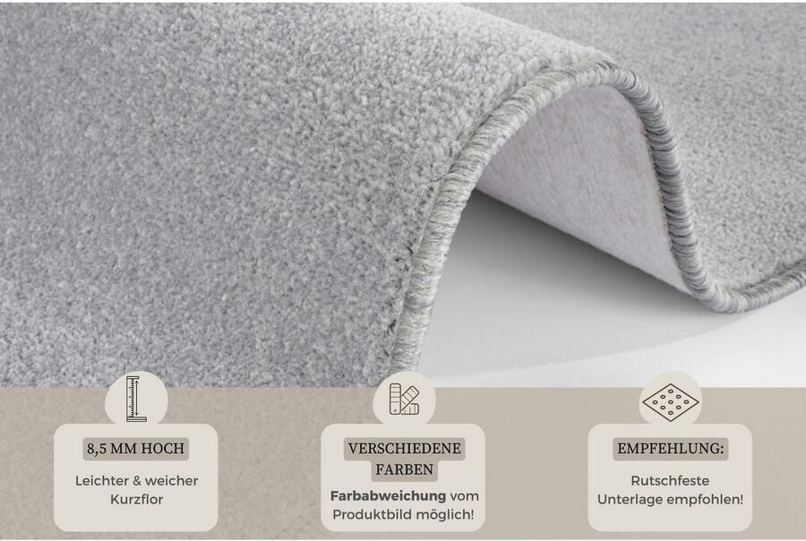 HANSE Home Vloerkleed Shashi Kortpolig effen kleuren loper zacht eetkamer kinderkamer gang - Foto 2