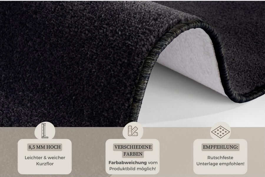 HANSE Home Vloerkleed Shashi Kortpolig effen kleuren loper zacht eetkamer kinderkamer gang - Foto 5