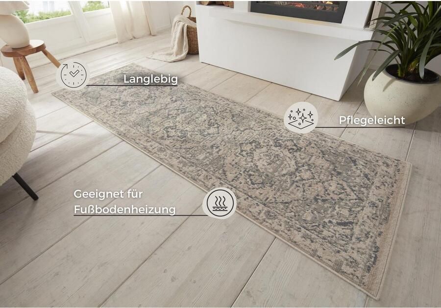 HANSE Home Vloerkleed Zand Korte pool loper oriënt vintage woonkamer slaapkamer eetkamer