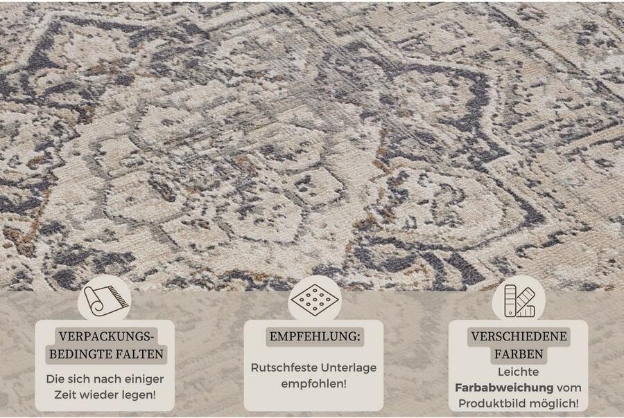 HANSE Home Vloerkleed Zand Korte pool loper oriënt vintage woonkamer slaapkamer eetkamer - Foto 5