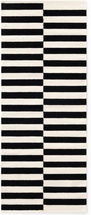 HANSE Home Wollen kleed Donna zwart-wit handgeweven wol natuur loper woonkamer slaapkamer strepen - Foto 6