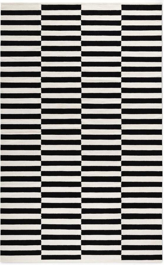 HANSE Home Wollen kleed Donna zwart-wit handgeweven wol natuur loper woonkamer slaapkamer strepen - Foto 6