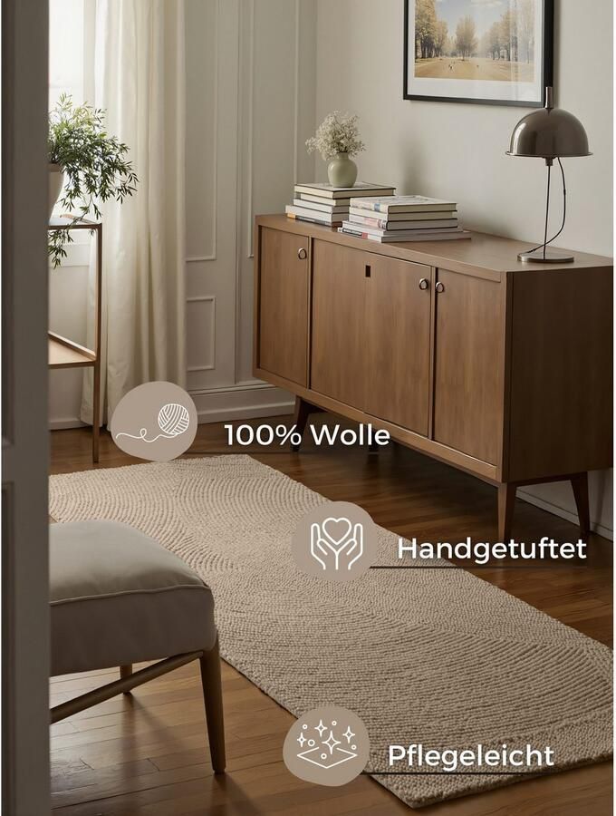 HANSE Home Wollen kleed ELENI Handgetuft wol natuur woonkamer slaapkamer scandinavisch hygge - Foto 6