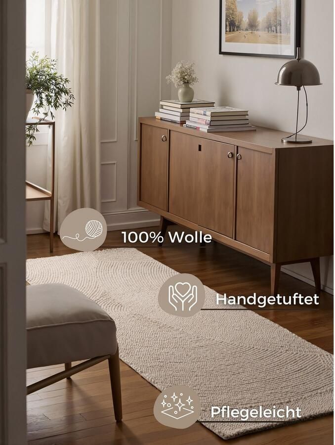 HANSE Home Wollen kleed ELENI Handgetuft wol natuur woonkamer slaapkamer scandinavisch hygge - Foto 7