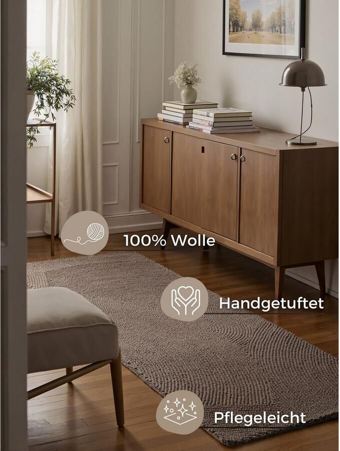 HANSE Home Wollen kleed ELENI Handgetuft wol natuur woonkamer slaapkamer scandinavisch hygge - Foto 7