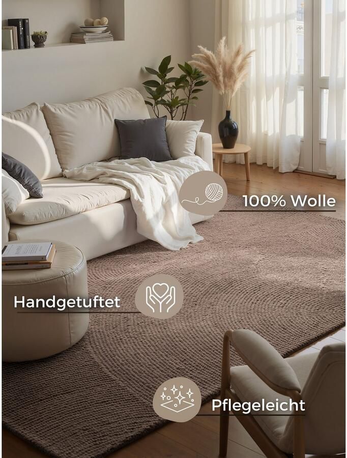 HANSE Home Wollen kleed ELENI Handgetuft wol natuur woonkamer slaapkamer scandinavisch hygge