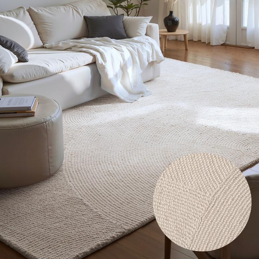 HANSE Home Wollen kleed ELENI Handgetuft wol natuur woonkamer slaapkamer scandinavisch hygge - Foto 9