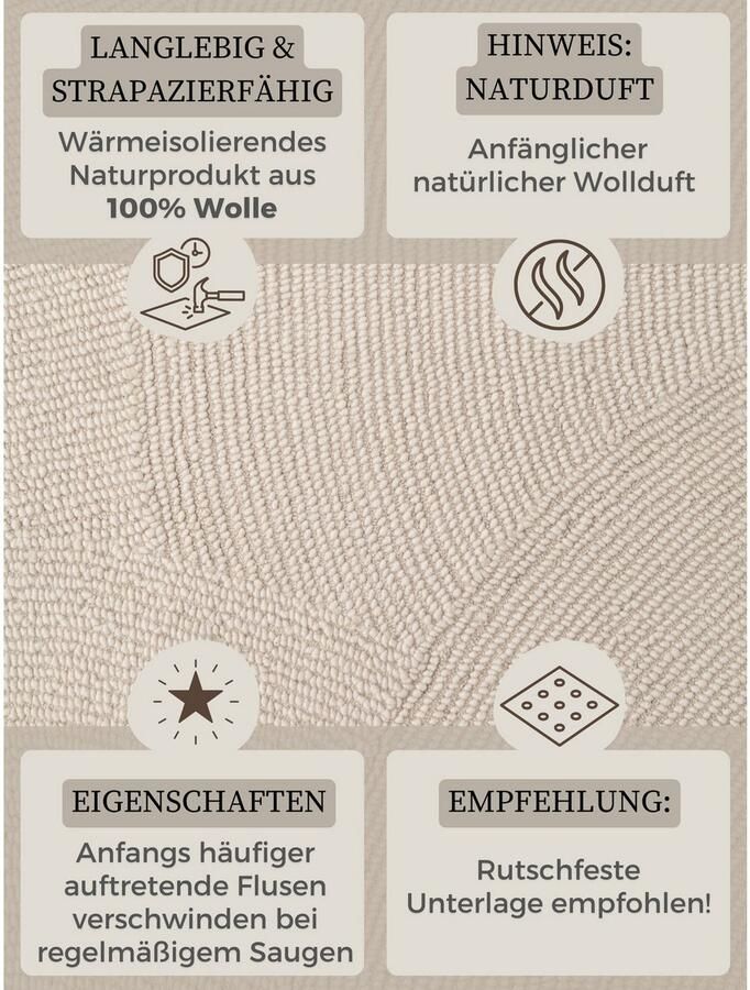 HANSE Home Wollen kleed ELENI Handgetuft wol natuur woonkamer slaapkamer scandinavisch hygge - Foto 5