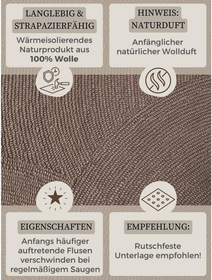 HANSE Home Wollen kleed ELENI Handgetuft wol natuur woonkamer slaapkamer scandinavisch hygge - Foto 7