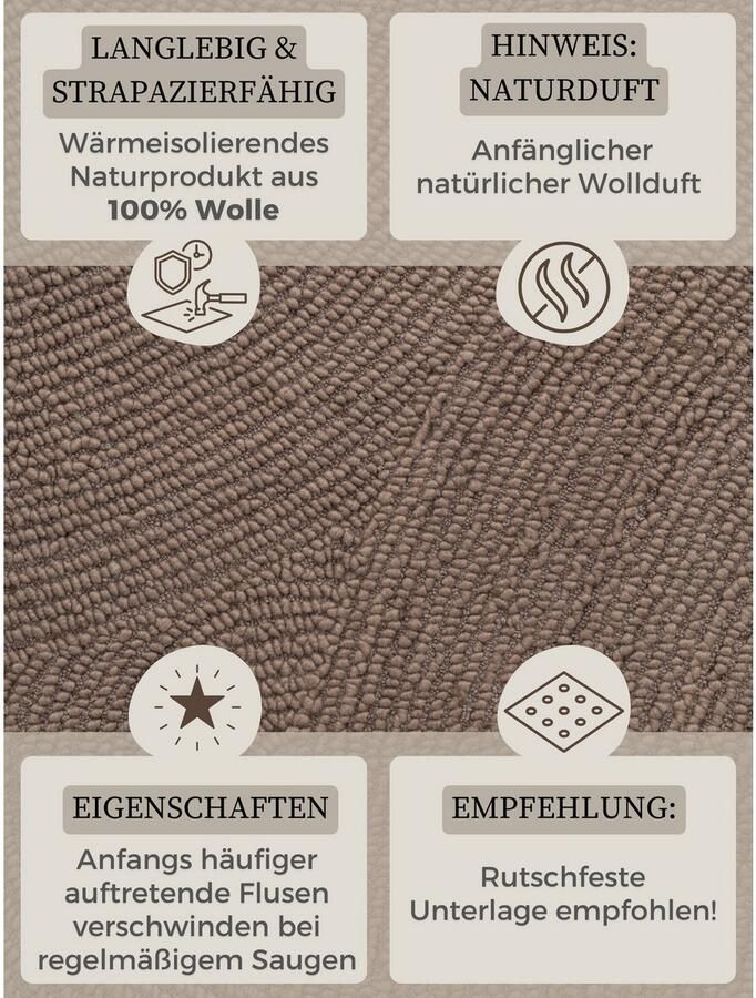 HANSE Home Wollen kleed ELENI Handgetuft wol natuur woonkamer slaapkamer scandinavisch hygge - Foto 6