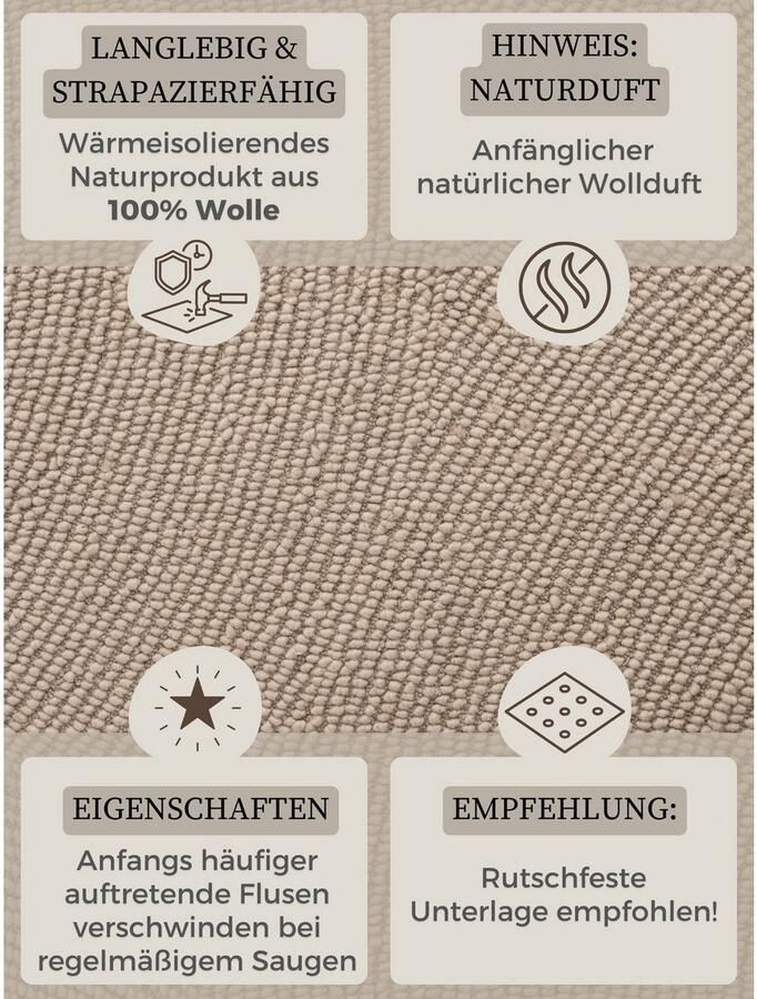 HANSE Home Wollen kleed ELENI Handgetuft wol natuur woonkamer slaapkamer scandinavisch hygge - Foto 4