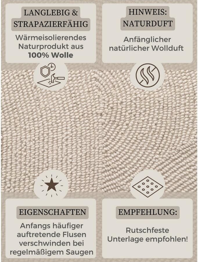 HANSE Home Wollen kleed ELENI Handgetuft wol natuur woonkamer slaapkamer scandinavisch hygge - Foto 3