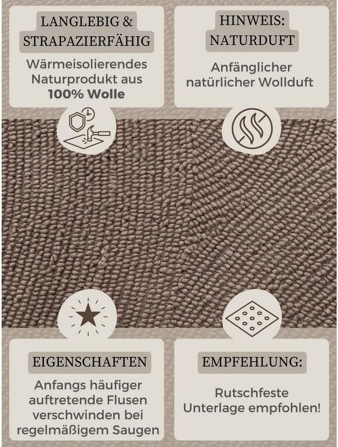 HANSE Home Wollen kleed ELENI Handgetuft wol natuur woonkamer slaapkamer scandinavisch hygge - Foto 6