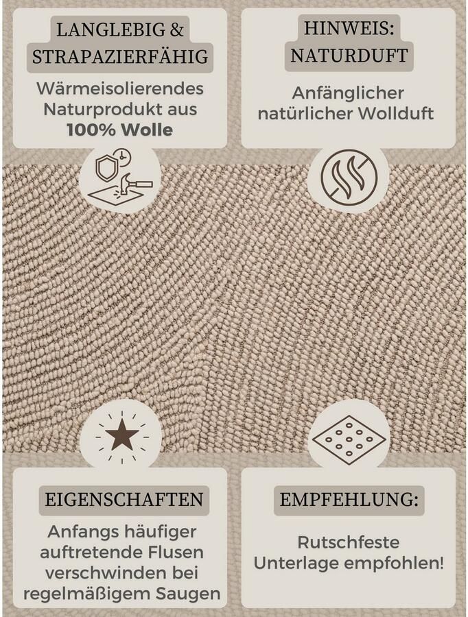 HANSE Home Wollen kleed ELENI Handgetuft wol natuur woonkamer slaapkamer scandinavisch hygge - Foto 7