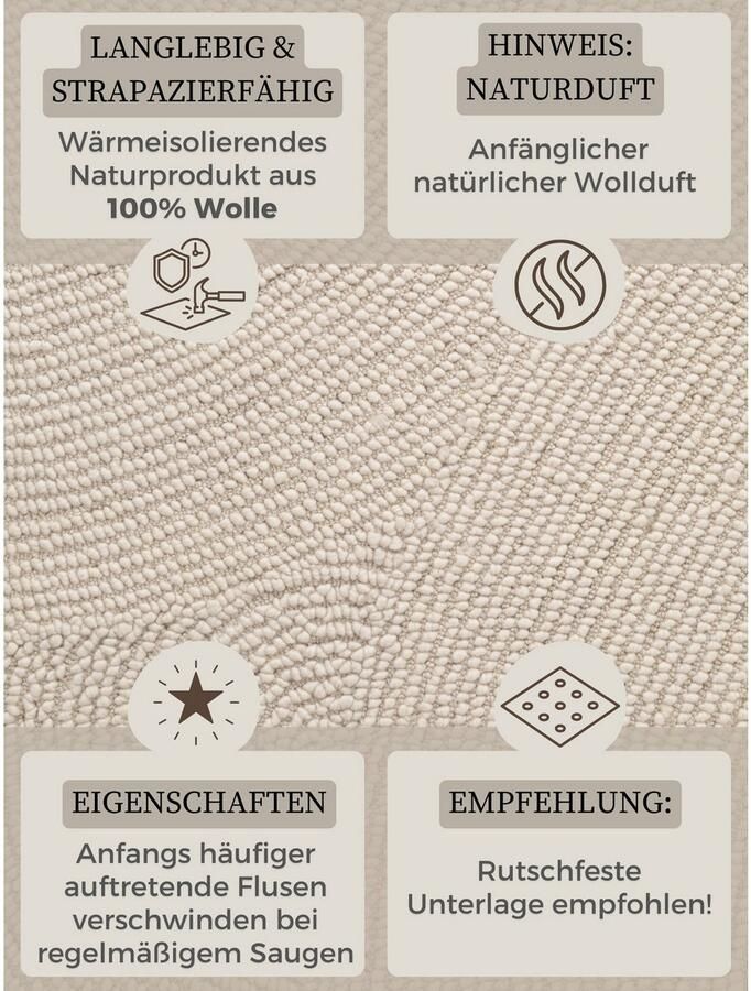 HANSE Home Wollen kleed ELENI Handgetuft wol natuur woonkamer slaapkamer scandinavisch hygge - Foto 6