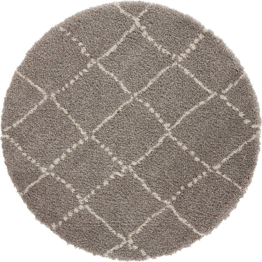 Mint rugs Rond hoogpolig vloerkleed Allure grijs crème 160 cm rond - Foto 2