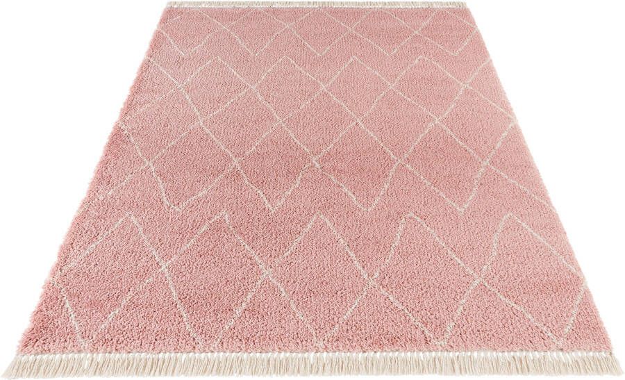 Mint rugs Hoogpolig vloerkleed Jade roze crème 120x170 cm - Foto 6