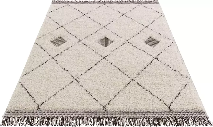 HANSE Home Hoogpolig vloerkleed Kanuri Sisal-look reliëfstructuur robuust gemakkelijk in onderhoud