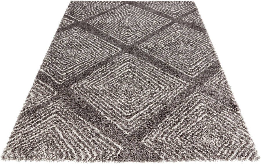 Mint rugs Hoogpolig vloerkleed ruiten Wire -grijs 120x170 cm