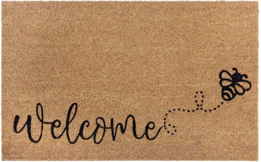 Hanse Home Deurmat Kokos 45x70cm – Antislip Vuilvanger Mat Natuurlijk voor Binnen Welcome Bee Kokosvezel Deurmat voor Entree & Overdekte Buitenruimte