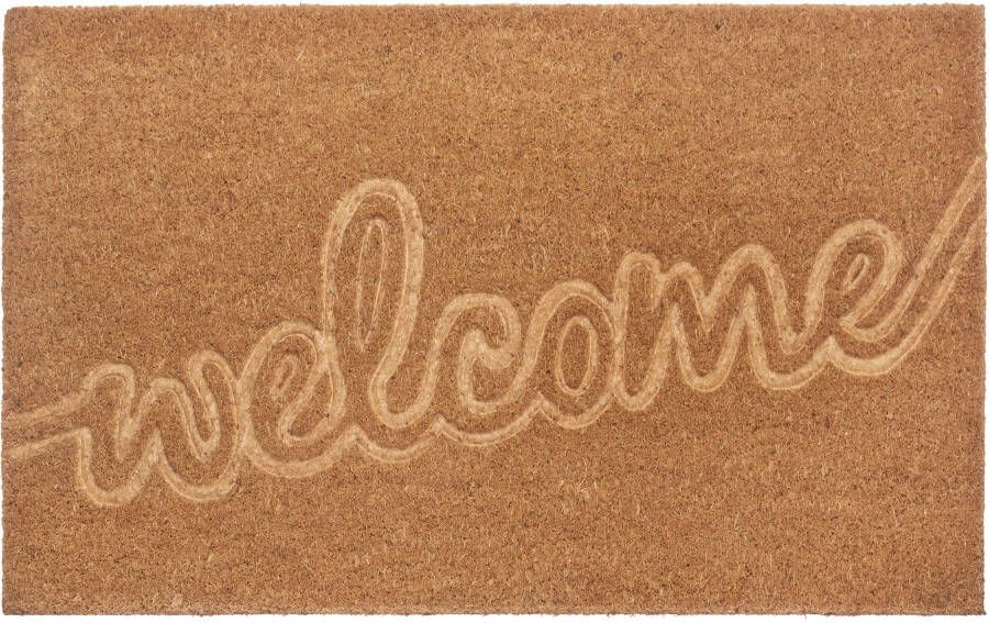 Hanse Home Kokos Deurmat voor Binnen 45x75cm – Deurmat Kokosmat Vuilvangermat Welkom Design Antislip voor Entree & Overdekte Buitenruimte – Natuurlijk