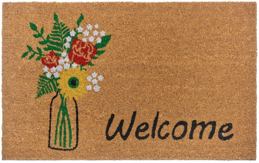 HANSE Home Mat Welcome & Flowers deurmat Kokos vuilopvangmat outdoor antislip binnen kokosmat gang