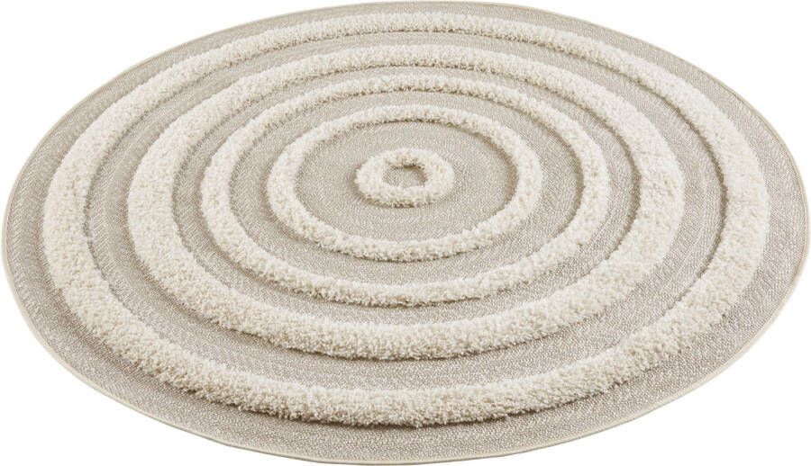 Mint rugs Rond vloerkleed 3D effect Nador beige crème 160 cm rond
