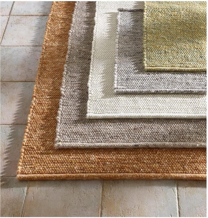 THEKO Wollen kleed Alpen met de hand geweven tweezijdig te gebruiken kleed mêlee zuivere wol woonkamer