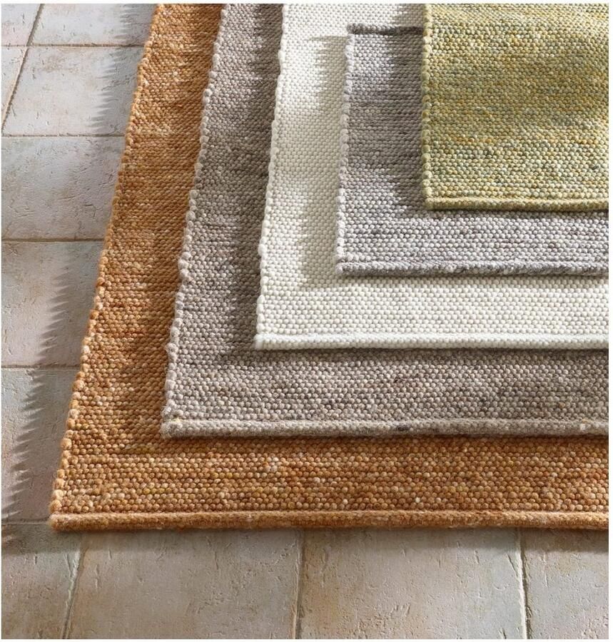 THEKO Wollen kleed Alpen met de hand geweven tweezijdig te gebruiken kleed mêlee zuivere wol woonkamer