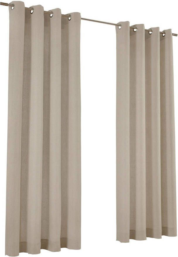 Kutti Gordijn Metis linnen ondoorzichtig natuurlijk linnen gordijn uni gemakkelijk in onderhoud basic (1 stuk) - Foto 4
