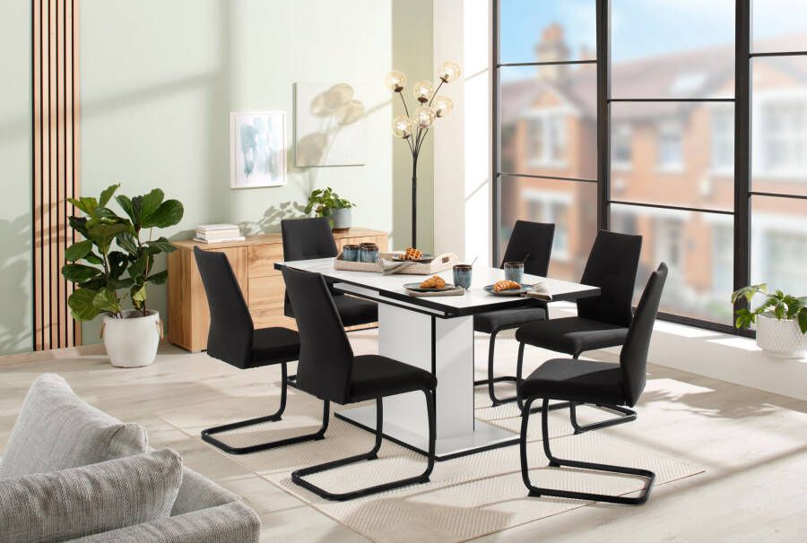 HELA Eethoek Ariana eettafel met 6 stoelen uitschuifbare keukentafel 7-delige set tafel (120-160cm) 6 stoelen met hoge belastbaarheid (set 7-delig) - Foto 7