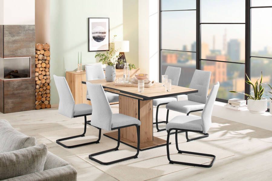 HELA Eethoek Ariana eettafel met 6 stoelen uitschuifbare keukentafel 7-delige set tafel (120-160cm) 6 stoelen met hoge belastbaarheid (set 7-delig) - Foto 7