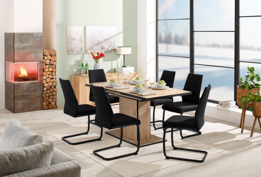 HELA Eethoek Ariana eettafel met 6 stoelen uitschuifbare keukentafel 7-delige set tafel (120-160cm) 6 stoelen met hoge belastbaarheid (set 7-delig) - Foto 7