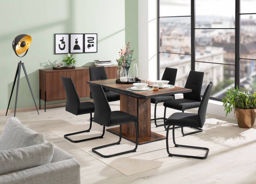 HELA Eethoek Ariana eettafel met 6 stoelen uitschuifbare keukentafel 7-delige set tafel (120-160cm) 6 stoelen met hoge belastbaarheid (set 7-delig) - Foto 7