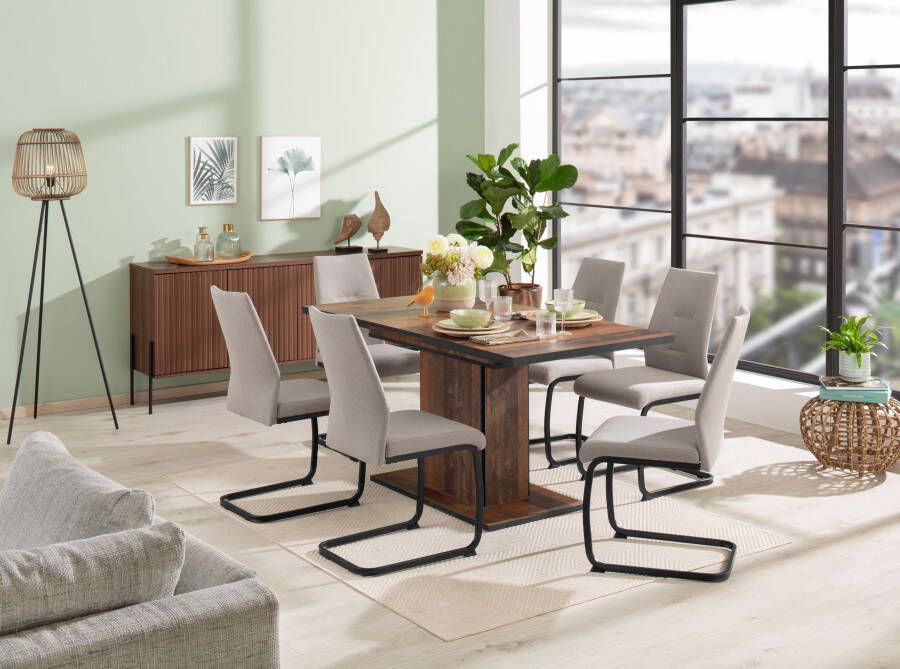 HELA Eethoek Ariana eettafel met 6 stoelen uitschuifbare keukentafel 7-delige set tafel (120-160cm) 6 stoelen met hoge belastbaarheid (set 7-delig) - Foto 7