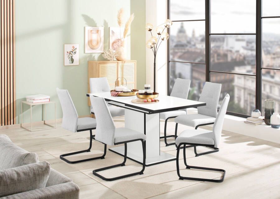 HELA Eethoek Ariana eettafel met 6 stoelen uitschuifbare keukentafel 7-delige set tafel (120-160cm) 6 stoelen met hoge belastbaarheid (set 7-delig) - Foto 7
