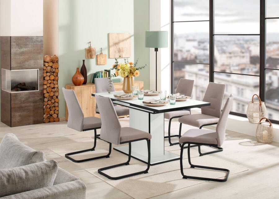 HELA Eethoek Ariana eettafel met 6 stoelen uitschuifbare keukentafel 7-delige set tafel (120-160cm) 6 stoelen met hoge belastbaarheid (set 7-delig) - Foto 7
