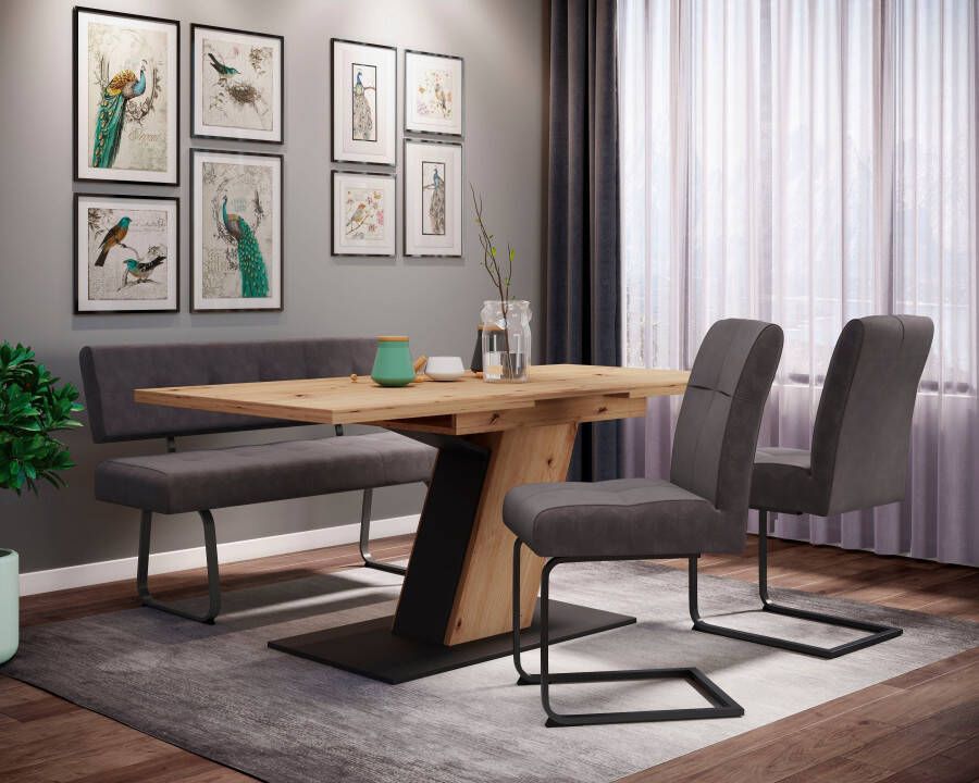 HELA Eethoek Luise I G tafel zitbank stoelen Uittrekbare tafel 140 180 cm eetkamer bestseller (set 4-delig) - Foto 16